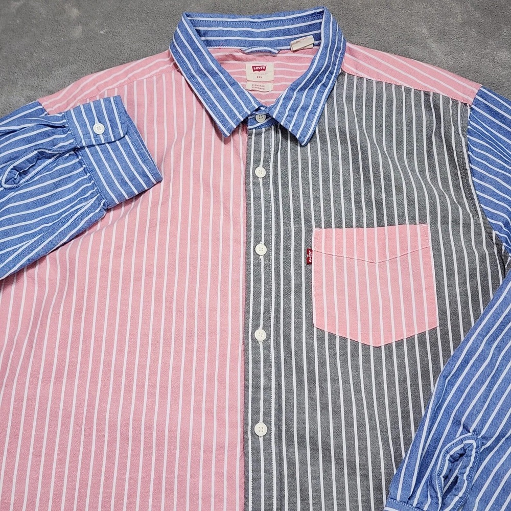 Levis Shirt Mens XXL Multicolor Striped Colorblock Long Sleeve Casual Button Up